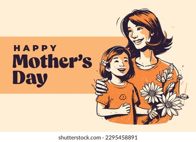 Happy Mother's Day illustration, Vector art, Anneler Günü Kutlu olsun