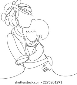 Happy mothers day illustration with woman holding a Flowers. Thank you card with blooming flowers. Use for Boarding Pass, birthday card, invitations, Birthday card Vector illustration