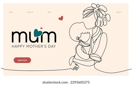 Happy mothers day illustration with woman holding a Flowers. Thank you card with blooming flowers. Use for Boarding Pass, birthday card, invitations, Birthday card Vector illustration