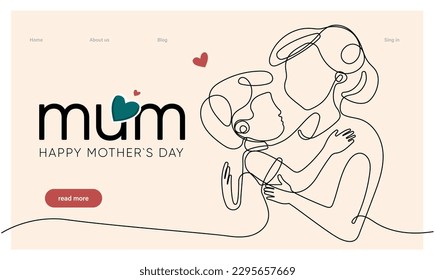 Happy mothers day illustration with woman holding a Flowers. Thank you card with blooming flowers. Use for Boarding Pass, birthday card, invitations, Birthday card Vector illustration