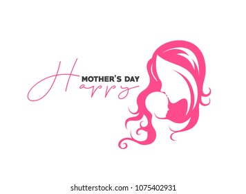 Happy mothers day, illustration of women loving child, holiday, vector illustration