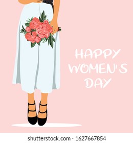 Happy Mothers Day. International Women's Day. Illustration with women and flowers. Design element for card, poster, banner, and other use.