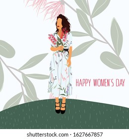 Happy Mothers Day. International Women's Day. Illustration with women and flowers. Design element for card, poster, banner, and other use.