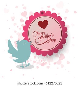 happy mothers day invitation bird heart decoration label