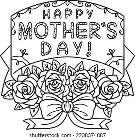 Happy Mothers Day Isolated Coloring Page for Kids