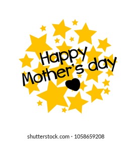Happy mother's day label or sign with star background