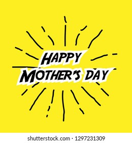 happy  mother's day, label with yellow