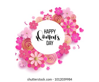 Happy mother's day layout design with roses, lettering, ribbon, frame, dotted background. Vector illustration. Best mom / mum ever cute feminine design for menu, flyer, card, invitation.