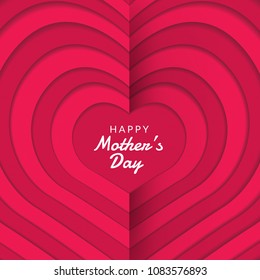 Happy mother's day layout design with roses, lettering, paper cut and texture background. Vector illustration.