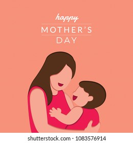 Happy mother's day layout design with roses, lettering, paper cut and texture background. Vector illustration.