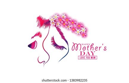 Happy mother's day layout design with flowers background