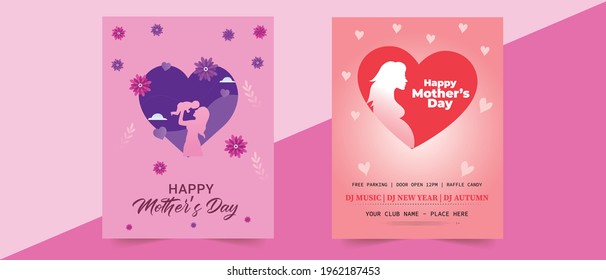 Happy mother's day layout design. Best mom cute feminine design for menu, flyer, card, invitation. Vector illustration. 