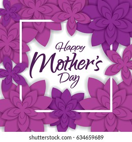 Happy mother's day layout design with flowers. Vector illustration. Happy Mothers Day cute feminine design for menu, flyer, card, invitation.