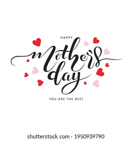 Happy Mothers Day lettering. Abstract greeting card design with polka dots. Gift card. Happy Mothers Day, I love you