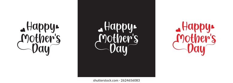 HAPPY MOTHER'S DAY lettering calligraphy. Vector for websites, mobile interfaces, presentations, banner, visual branding etc. Vector illustration. isolated on white and black background. EPS 10 