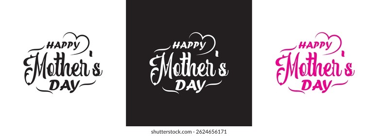 HAPPY MOTHER'S DAY lettering calligraphy. Vector for websites, mobile interfaces, presentations, banner, visual branding etc. Vector illustration. isolated on white and black background. EPS 10 