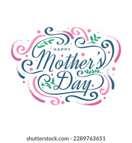 Happy Mother's Day Lettering with Colorful Doodle Style. Can be Used for Greeting Card, Poster, Banner, or T Shirt Design