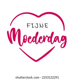 Happy mother's Day lettering in Dutch and heart shape. Vector illustration