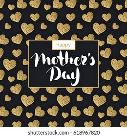 Happy Mother's day. Lettering in frame. Spring holiday. Congratulatory background with hearts. It can be used for card, postcard, invitation, banner, advertising. Vector illustration, eps10