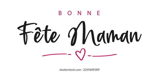 Happy mother's Day lettering in French with heart. Vector illustration