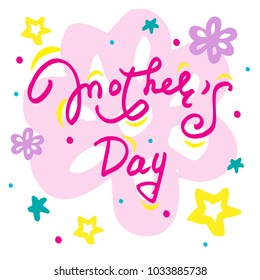 Happy Mothers Day lettering. Handmade calligraphy vector illustration. Creative pink Text Design on white background.