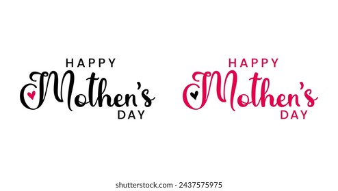 Happy Mothers Day lettering. Handmade calligraphy. Mother's day card with heart