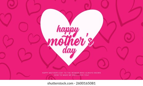 Happy Mothers Day lettering . Handmade calligraphy vector illustration. Mother's day card. Happy mother's day background illustration with pink heart.