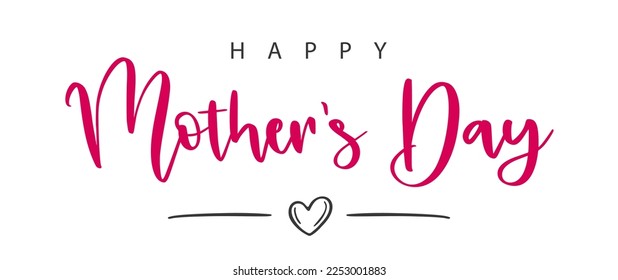 Happy mother's Day lettering with heart and lines. Vector illustration