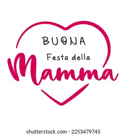 Happy mother's Day lettering in Italian and heart shape. Vector illustration