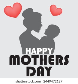 Happy Mother's Day lettering. Mom calligraphy vector illustration. Mother's day card with red roses. mothers day hearts frame card design. Mother's day greeting card minimal logo concept.