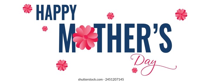 Happy Mother's Day lettering. Mom calligraphy vector illustration. Mother's day card with red roses. Isolated on white background. Creative Concept.