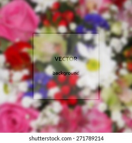 Happy Mother's Day lettering on blurry floral background. Vector illustration