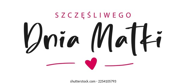 Feliz día de la madre con letras en polaco con corazón. Ilustración del vector