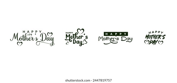 Happy Mothers Day lettering set. Handmade calligraphy Mother's day card vector illustration.