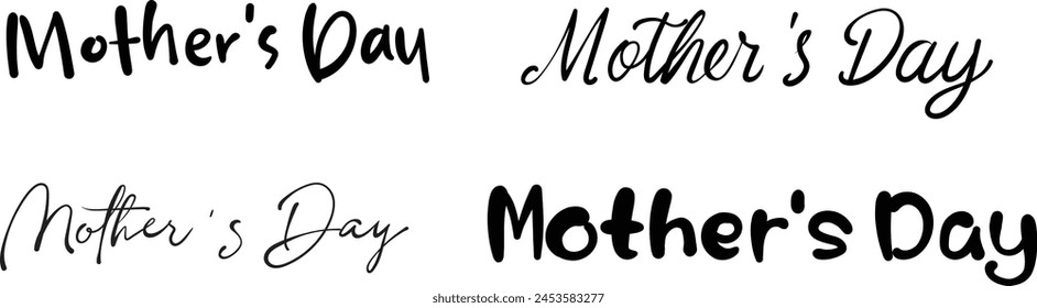 Happy Mothers Day Schriftzug-Set. In: Handwriting Calligraphy Vektorillustration. Muttertagskarte.