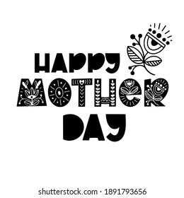 Happy Mothers Day lettering. Vector illustration. Typography in scandinavian style