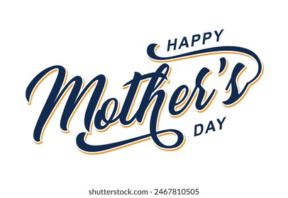 Happy Mother's Day lettering vector. Handmade calligraphy vector illustration. Mother's day card with heart	