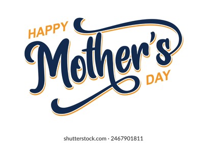 Happy Mother's Day lettering vector. Handmade calligraphy vector illustration. Mother's day card with heart	