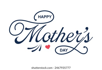 Happy Mother's Day lettering vector. Handmade calligraphy vector illustration. Mother's day card with heart	