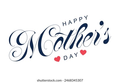 Happy Mother's Day lettering vector. Handmade calligraphy vector illustration. Mother's day card with heart	