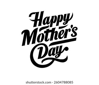 Happy mother's day lettering vector. Calligraphic design elements with vintage typography and holiday-themed symbols for cards and banners