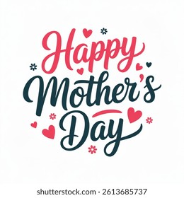 Happy Mothers Day lettering .Vector illustration isolated on white background. Handmade calligraphy . Mother's day card