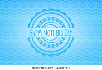 Happy Mother's Day light blue water style badge.
