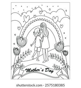 Happy mother`s day line art