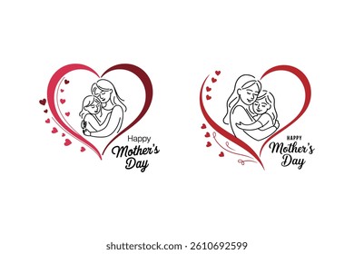 Happy Mother's Day Line Art Vector