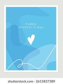 Happy Mother's Day with line art and heart. Vector hand drawn for Happy International Mother's Day card.