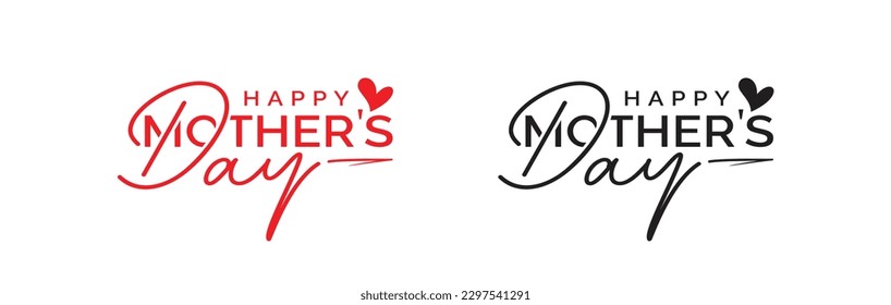 Happy Mother's Day logo, happy Mother's Day logo design, Stylish  love with calligraphy vector logo design, Mother love logo design