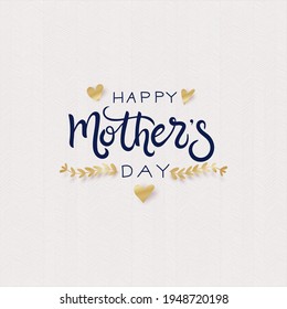 Happy Mothers day. Logo modern brush calligraphy. Card Mother's Day Calligraphy. Design vector illustration with black and gold label on pattern with hand drawn lines. Freehand drawing.