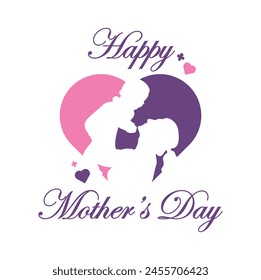 Happy Mothers Day logo vector. "Happy Mothers' Day" mom and child affection concept greeting design for all mother lovers.