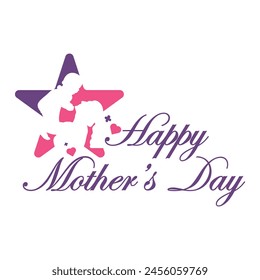 Happy Mothers Day logo vector. "Happy Mothers' Day" mom and child affection concept greeting design for all mother lovers.